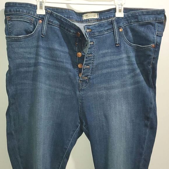 Madewell Mid-rise Skinny Jeans Women's Size 36 Blue Exposed Button Fly Raw Hem - Picture 8 of 17